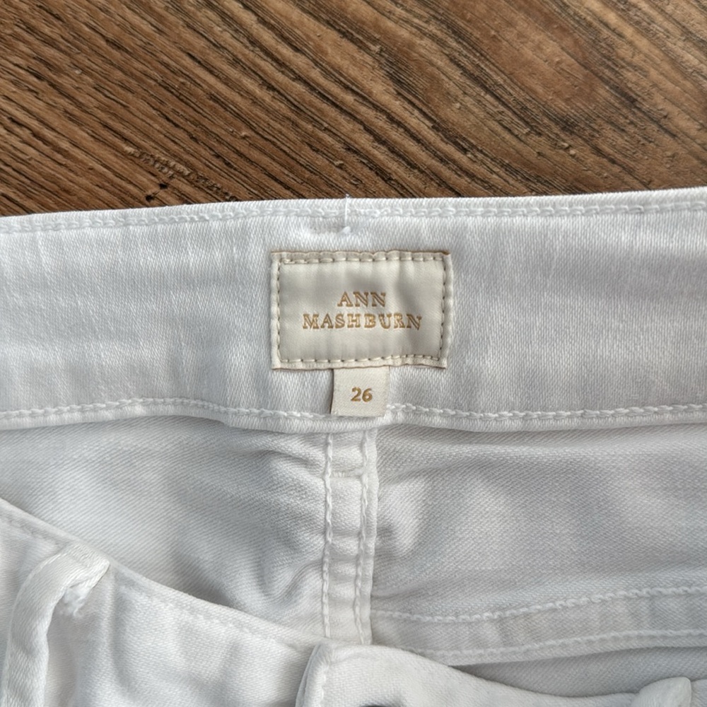 Ann Mashburn Coco Patch Pocket Jean White Stretch Denim Size 26 - Picture 10 of 10